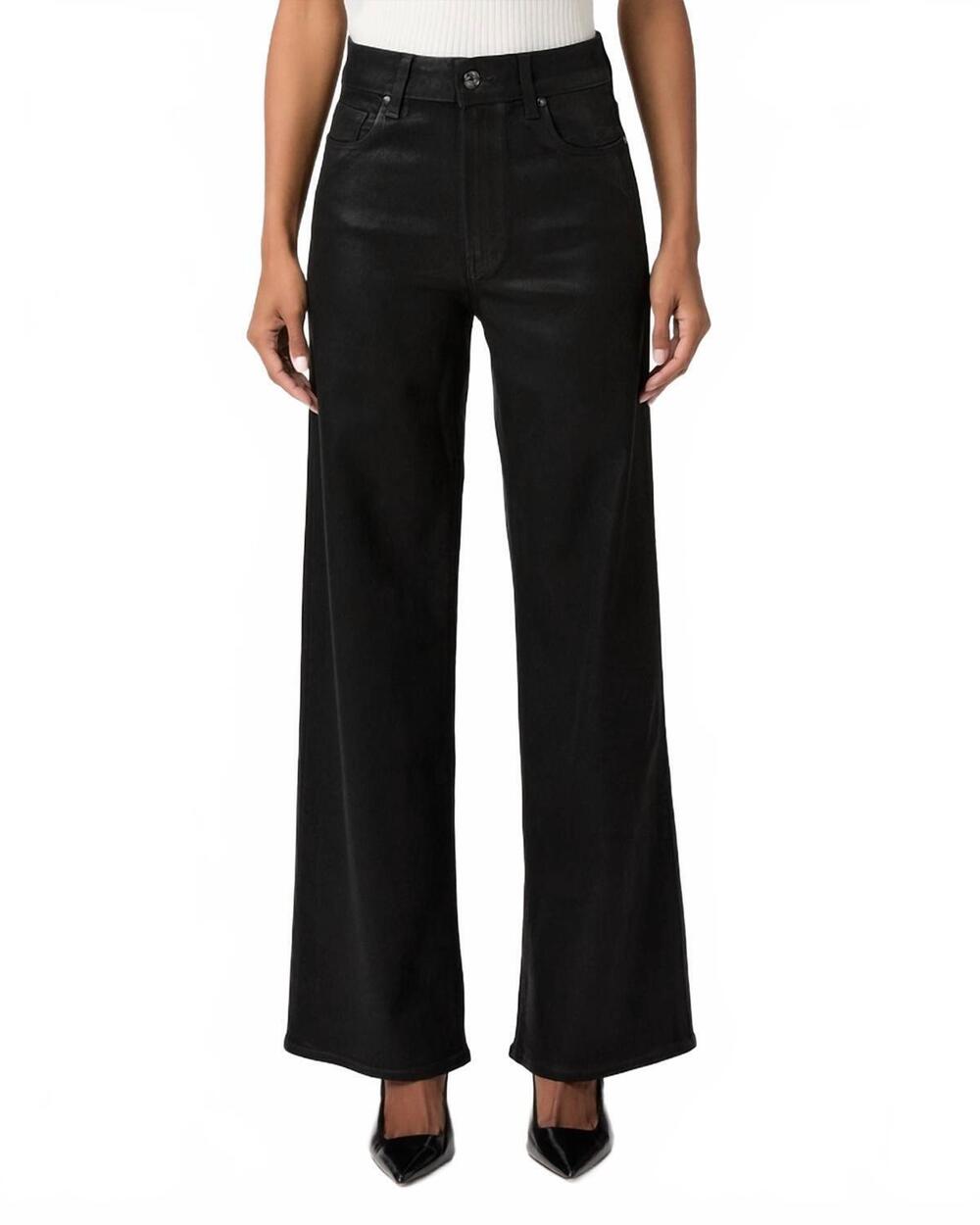 NEW PAIGE anessa 31" wide leg jeans in black fog luxe coating